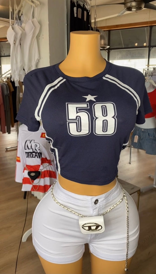 Navy Jersey Top